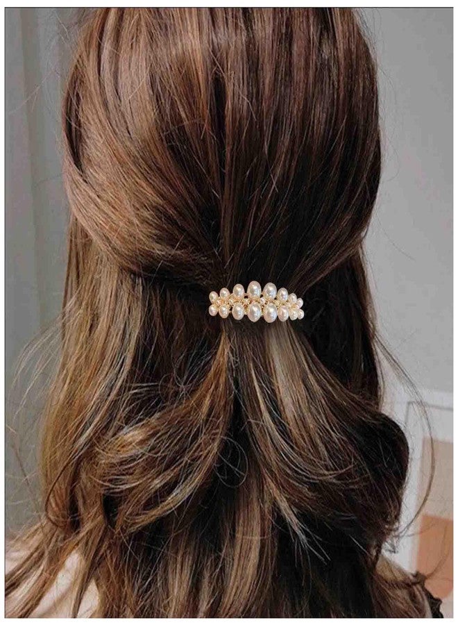 IRCOMULTI Vintage Gold Pearl Hairclip Barrette Pearl French Hair Clip Pearls Weddings Hairpin Clip Imitation Pearls Head Clips Decorative Hair Accessories for Women Headdress - Image 1